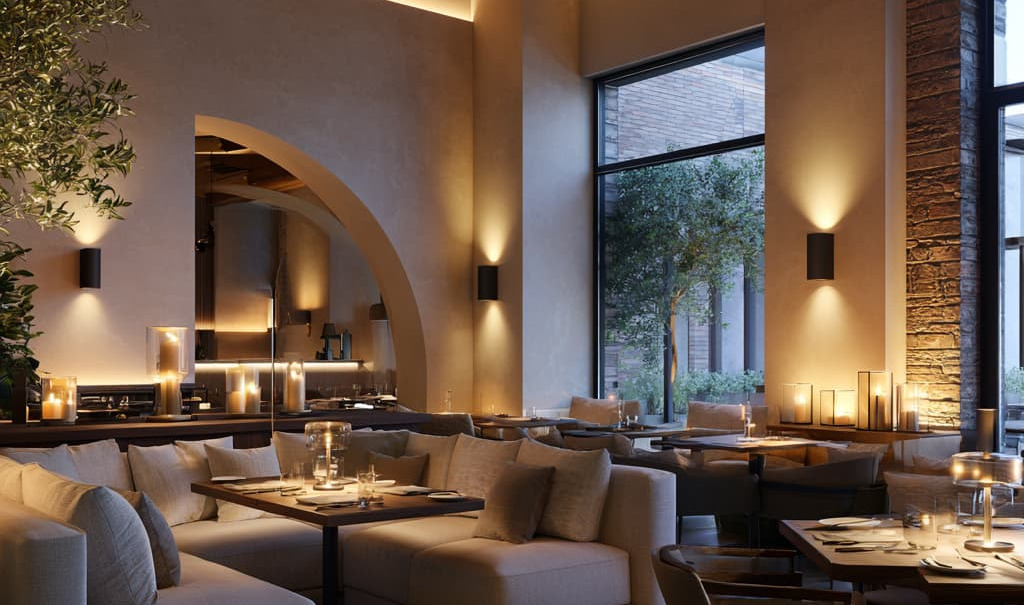 iluminación en restaurantes